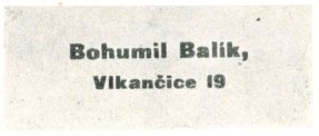 Štítek Bohumila Balíka (I). In: Jalovec, Karel: Čeští houslaři (Praha 1959).